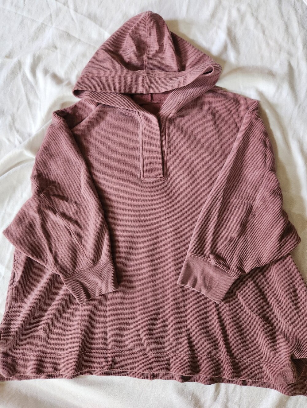 Athleta Coaster Luxe Waffle Hoodie Womens 3X Pink Waffle Knit Pullover Plus Size